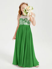 Abiti Da Damigella Lunghi In Chiffon Top In Pizzo Verde