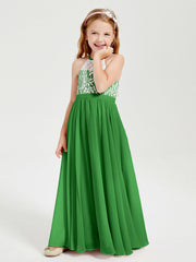 Abiti Da Damigella Lunghi In Chiffon Top In Pizzo Verde