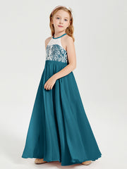 Abiti Da Damigella Lunghi In Chiffon Top In Pizzo Blu Inchiostro