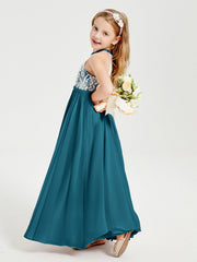 Abiti Da Damigella Lunghi In Chiffon Top In Pizzo Blu Inchiostro