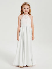 Abiti Da Damigella Lunghi In Chiffon Top In Pizzo Avorio