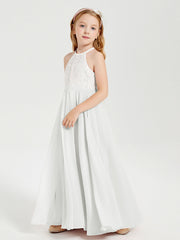 Abiti Da Damigella Lunghi In Chiffon Top In Pizzo Avorio