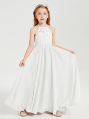 Abiti Da Damigella Lunghi In Chiffon Top In Pizzo Avorio