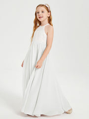 Abiti Da Damigella Lunghi In Chiffon Top In Pizzo Avorio