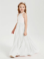 Abiti Da Damigella Lunghi In Chiffon Top In Pizzo Avorio