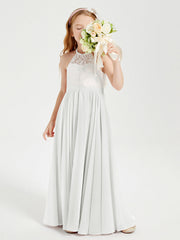 Abiti Da Damigella Lunghi In Chiffon Top In Pizzo Avorio
