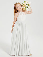 Abiti Da Damigella Lunghi In Chiffon Top In Pizzo Avorio