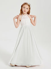 Abiti Da Damigella Lunghi In Chiffon Top In Pizzo Avorio