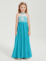 Abiti Da Damigella Lunghi In Chiffon Top In Pizzo Giada