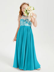 Abiti Da Damigella Lunghi In Chiffon Top In Pizzo Giada