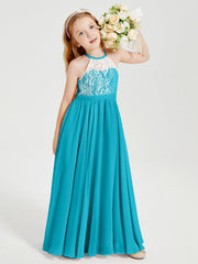 Abiti Da Damigella Lunghi In Chiffon Top In Pizzo Giada