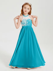 Abiti Da Damigella Lunghi In Chiffon Top In Pizzo Giada