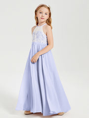 Abiti Da Damigella Lunghi In Chiffon Top In Pizzo Lavanda