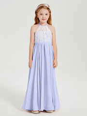 Abiti Da Damigella Lunghi In Chiffon Top In Pizzo Lavanda