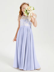 Abiti Da Damigella Lunghi In Chiffon Top In Pizzo Lavanda