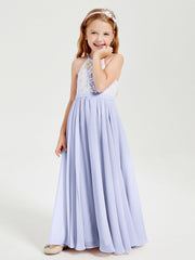 Abiti Da Damigella Lunghi In Chiffon Top In Pizzo Lavanda