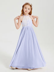 Abiti Da Damigella Lunghi In Chiffon Top In Pizzo Lavanda