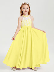 Abiti Da Damigella Lunghi In Chiffon Top In Pizzo Limone