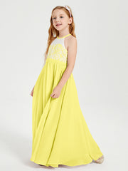 Abiti Da Damigella Lunghi In Chiffon Top In Pizzo Limone