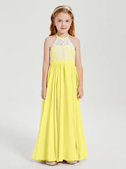 Abiti Da Damigella Lunghi In Chiffon Top In Pizzo Limone