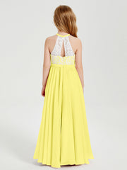 Abiti Da Damigella Lunghi In Chiffon Top In Pizzo Limone