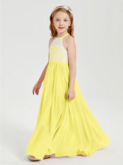 Abiti Da Damigella Lunghi In Chiffon Top In Pizzo Limone