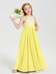 Abiti Da Damigella Lunghi In Chiffon Top In Pizzo Limone