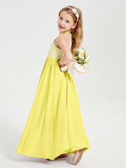Abiti Da Damigella Lunghi In Chiffon Top In Pizzo Limone