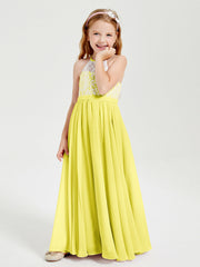 Abiti Da Damigella Lunghi In Chiffon Top In Pizzo Limone