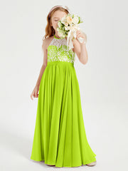 Abiti Da Damigella Lunghi In Chiffon Top In Pizzo Verde Lime