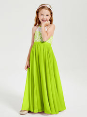 Abiti Da Damigella Lunghi In Chiffon Top In Pizzo Verde Lime