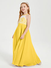 Abiti Da Damigella Lunghi In Chiffon Top In Pizzo Calendula