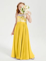 Abiti Da Damigella Lunghi In Chiffon Top In Pizzo Calendula