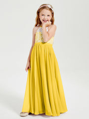 Abiti Da Damigella Lunghi In Chiffon Top In Pizzo Calendula