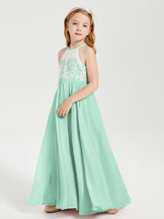 Abiti Da Damigella Lunghi In Chiffon Top In Pizzo Verde Menta