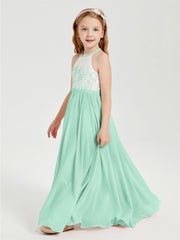 Abiti Da Damigella Lunghi In Chiffon Top In Pizzo Verde Menta