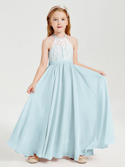 Abiti Da Damigella Lunghi In Chiffon Top In Pizzo Nebbia