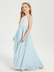 Abiti Da Damigella Lunghi In Chiffon Top In Pizzo Nebbia