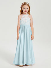 Abiti Da Damigella Lunghi In Chiffon Top In Pizzo Nebbia