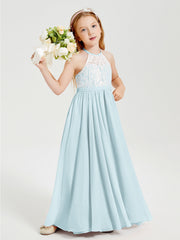Abiti Da Damigella Lunghi In Chiffon Top In Pizzo Nebbia