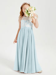 Abiti Da Damigella Lunghi In Chiffon Top In Pizzo Nebbia