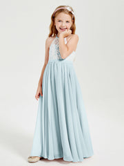Abiti Da Damigella Lunghi In Chiffon Top In Pizzo Nebbia