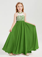 Abiti Da Damigella Lunghi In Chiffon Top In Pizzo Muschio