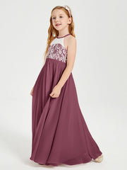 Abiti Da Damigella Lunghi In Chiffon Top In Pizzo Gelso