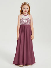 Abiti Da Damigella Lunghi In Chiffon Top In Pizzo Gelso