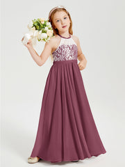 Abiti Da Damigella Lunghi In Chiffon Top In Pizzo Gelso