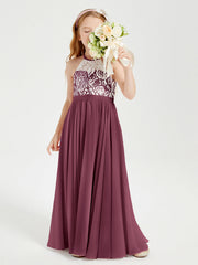 Abiti Da Damigella Lunghi In Chiffon Top In Pizzo Gelso