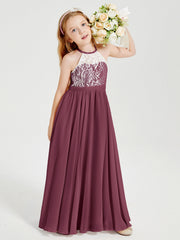 Abiti Da Damigella Lunghi In Chiffon Top In Pizzo Gelso