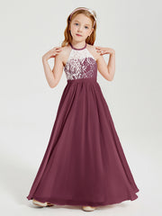 Abiti Da Damigella Lunghi In Chiffon Top In Pizzo Gelso