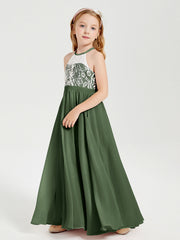 Abiti Da Damigella Lunghi In Chiffon Top In Pizzo Verde Oliva